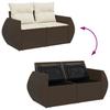 Vidaxl Garden Sofa With Cushions, 2-Seater, Brown, Poly Rattan