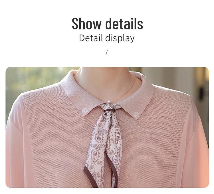 Elegant Chiffon Knit Top for Middle-Aged and Elderly Women - Spring/Autumn Fashion