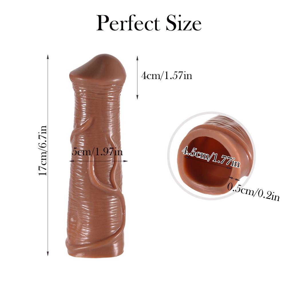 Realistic Horse Penis Enlargement Sleeve Girth Cock Sheath Extender Reusable Condom Extended Dildo Dick Adult Sex Toy for Men Couple Erotic Goods Shop