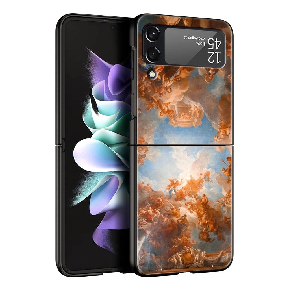 For Samsung Galaxy Z Flip 3 4 5 Hard Black Folding PC Phone Case Mona Lisa Van gogh Oil Painting Art For Samsung Z Flip3 Cover