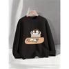 Kids Print Sweatshirt Autumn Round-Neck Long-Sleeve Featuring a Cute Penguin Learning Design, Perfect for Comfortable Casual Wear