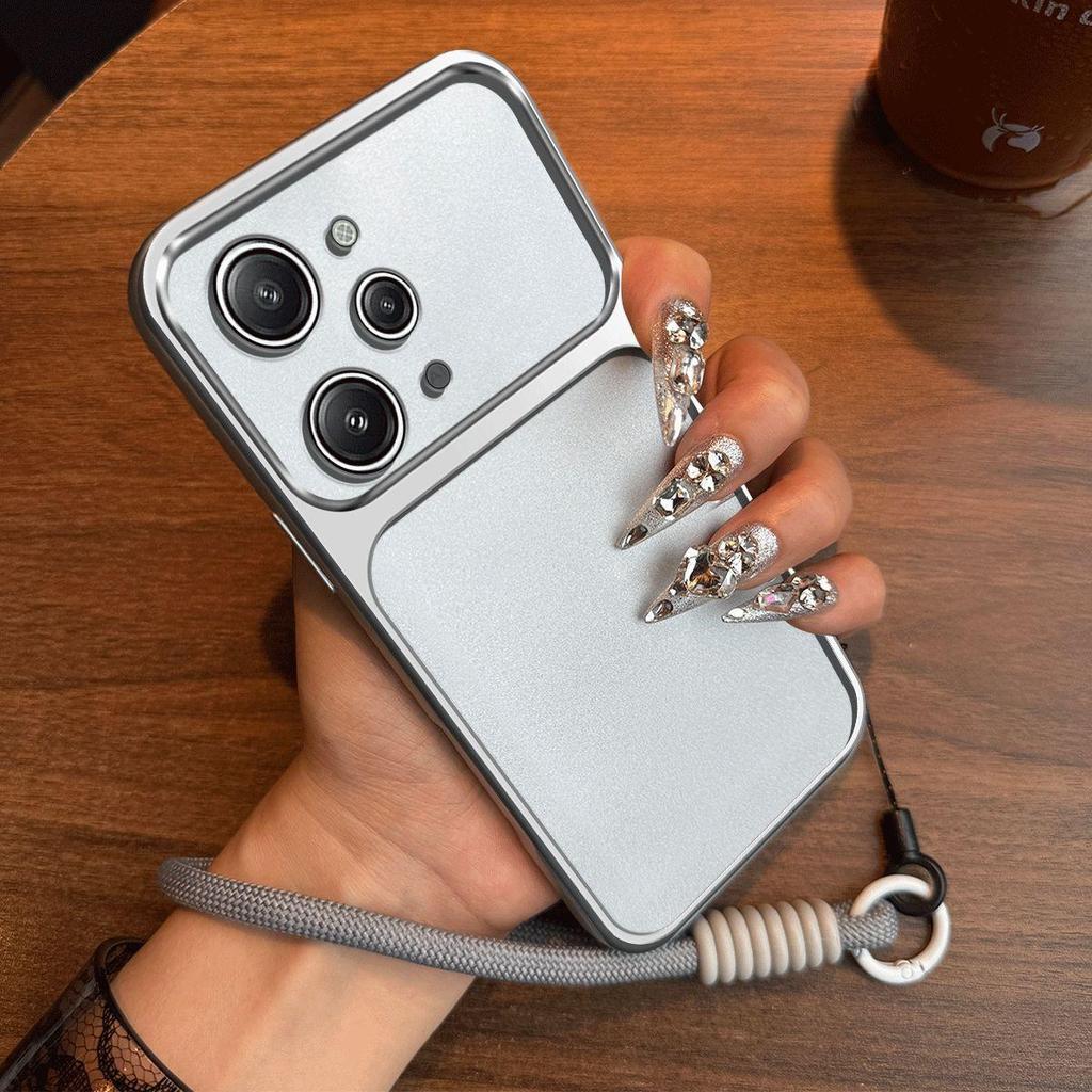 Luxury Big Window Phone Case with Lanyard for Xiaomi Redmi 12 4G Premium Textured Casing