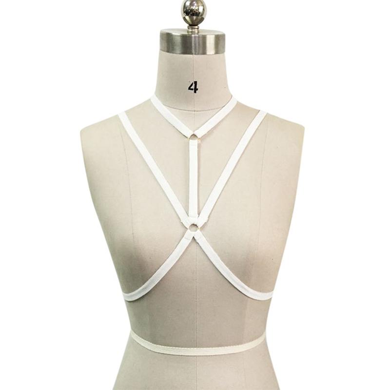 Černé podvazky Bandážová podprsenka Dámský postroj Lingerie Goth Crop topy Dámská podprsenka