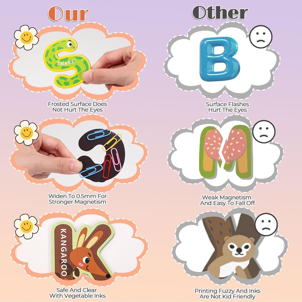 Montessori-Cartoon-Magnete für die Kühlschrankdekoration, lustige Tier-Kühlschrankmagnete für Kinder, süßes magnetisches Buchstaben-/Zahlenspielzeug