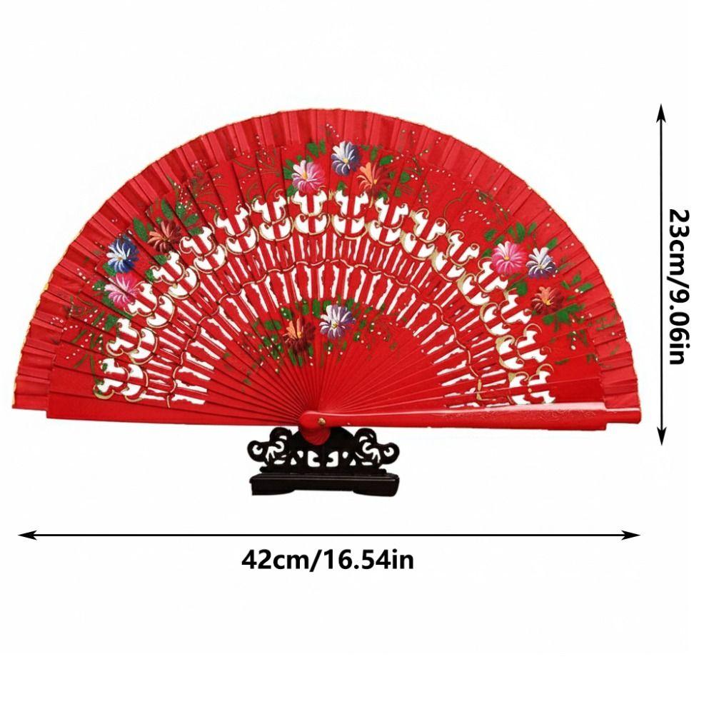 Colorful Hand Painted Fan Wooden Chinese Vintage Fan Portable Spanish Wood Fan  Home Decor