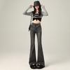American retro flanged Spice Girl Jeans Women's Spring and Autumn Low Waist Tall Slim Skinny Flared Floor-mopping Pants