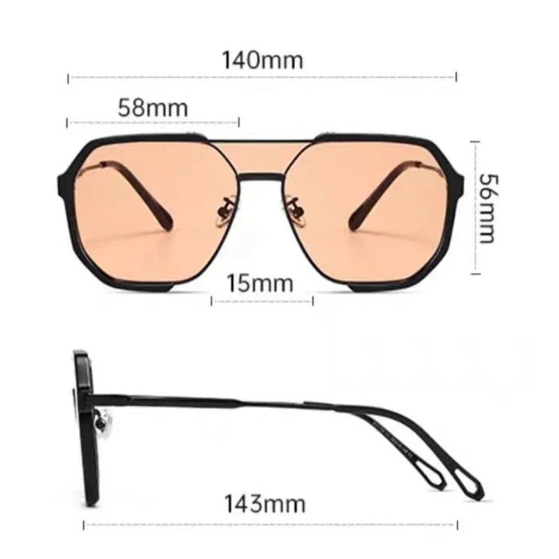 Fashion Ins Style UV400 Sunglasses for Men Women Unisex Trendy Double Bridge Oversized Sun Glasses Classic Large Plain Glasses