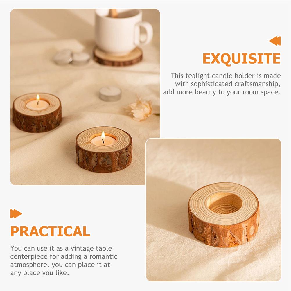 2 buc suporturi pentru cioturi de lemn, sfeșnice, piesă centrală de masă, lumânări tip pastilă, suporturi din lemn pentru uz casnic, pentru lumânări votive