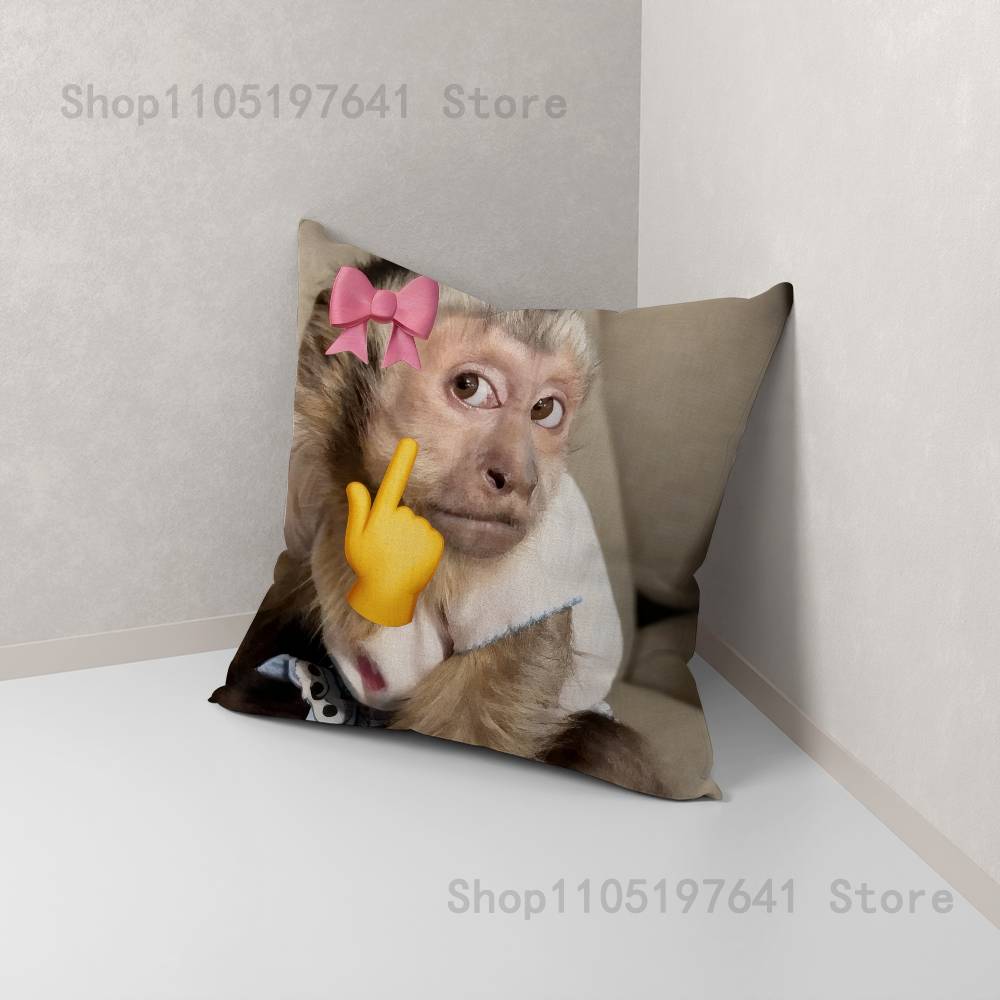 Funny Cute Monkey Emoji Pillow Case For Sofa Decor Car Office Room Printing Cushion Cover Decorations and Protector