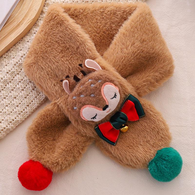 Kids' Christmas Cartoon Scarf: Warm Faux Rabbit Fur Neck Warmer – Cute Winter Gift for Baby & Toddler