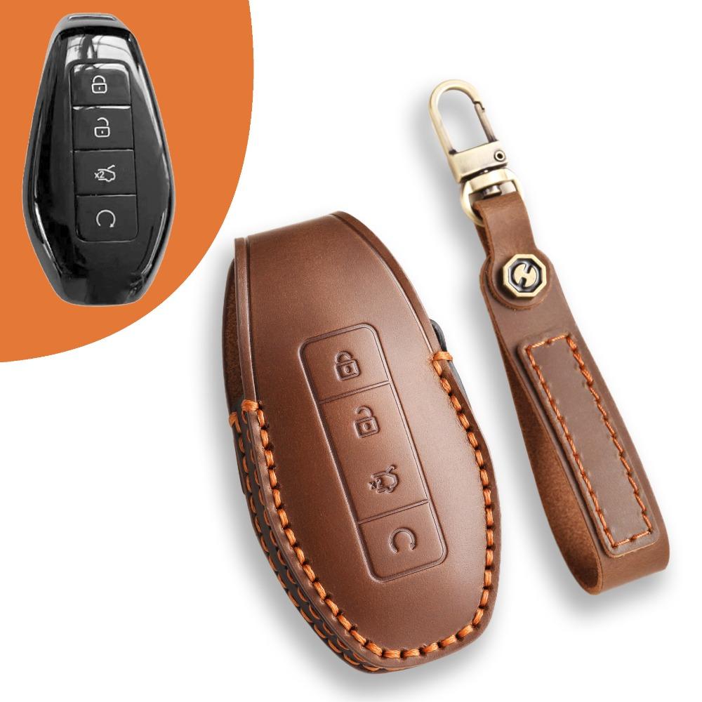 Premium Leather Key Case for Denza Z9GT N9 D9 Full Protection Car Key Cover Minimalist Design