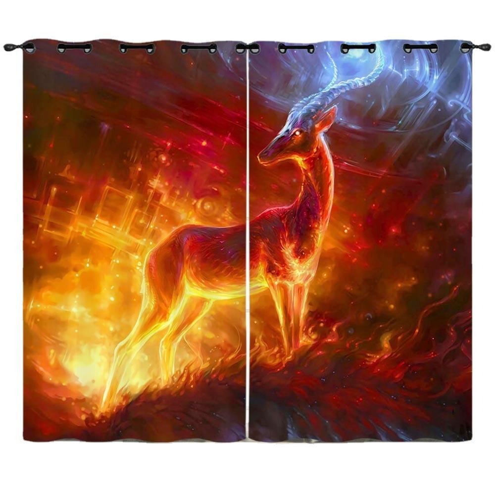 Curtain Animation Cartoon Deer Dream Deer Digital Printing Blackout Curtain Punching