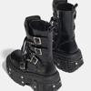 Women's  New Niche Internet Celebrity Muffin Platform Locomotive Punk Goth Lace-up Medium Boots