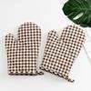4 Piece/Set Anti Scald Lattice Oven Gloves Cotton Lining Insulated Glove Microwave Mitten  Cooking