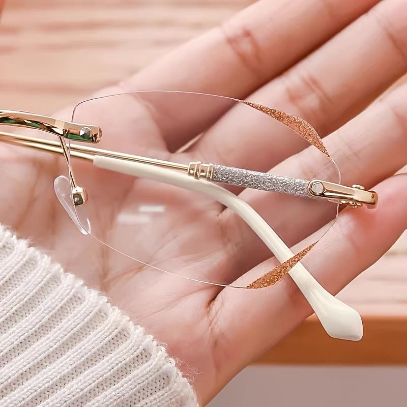 +1.0 to +4.0  Rimless Reading Glasses Glitter Fashion Presbyopic Glasses Computer Readers for Women
