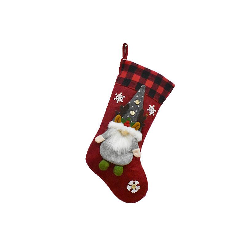 2026 New 3D Old Man Plaid Christmas Stocking & Faceless Doll Gift Bag Set