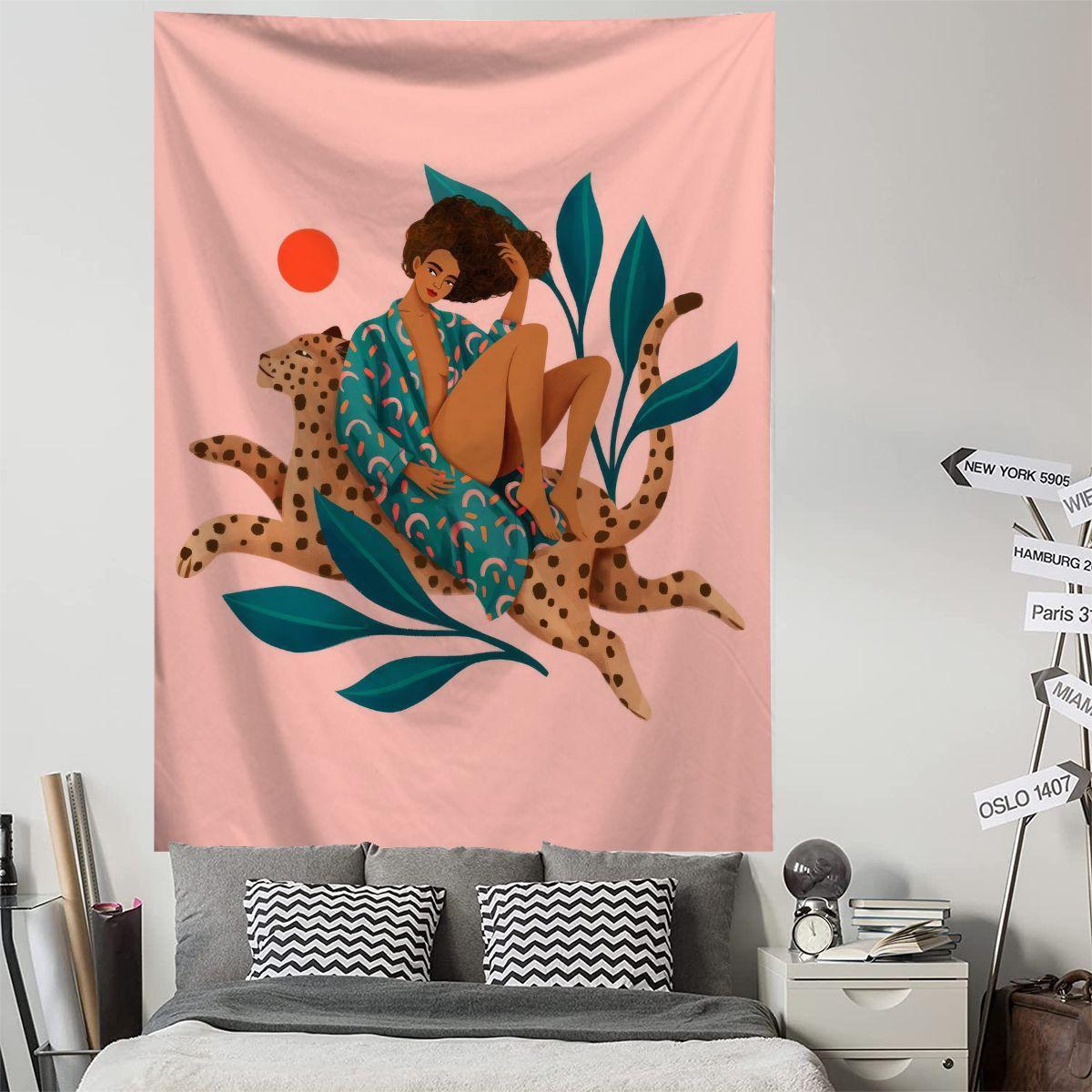 

Girl Americanstyle digital printing background fabric room decoration item highend bedroom decoration tapestry decor aesthetic 74x94cm(29x37in)