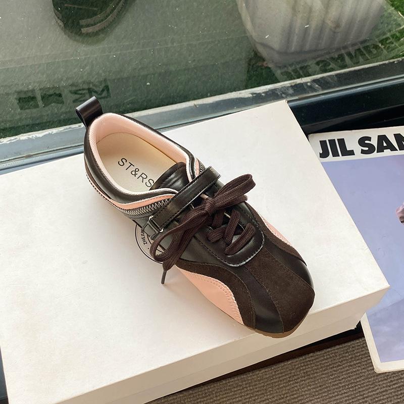 Lace-up Sports Forrest Gump Shoes Women's 2025 Autumn New Leather Fashion Niche Versatile Casual Moral Training Shoes Women