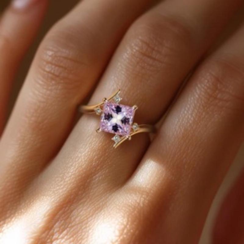 Modischer funkelnder quadratischer Zirkon-Intarsienring, Geeignet für Hochzeitsbankett-Accessoires Schmuck für Frauen