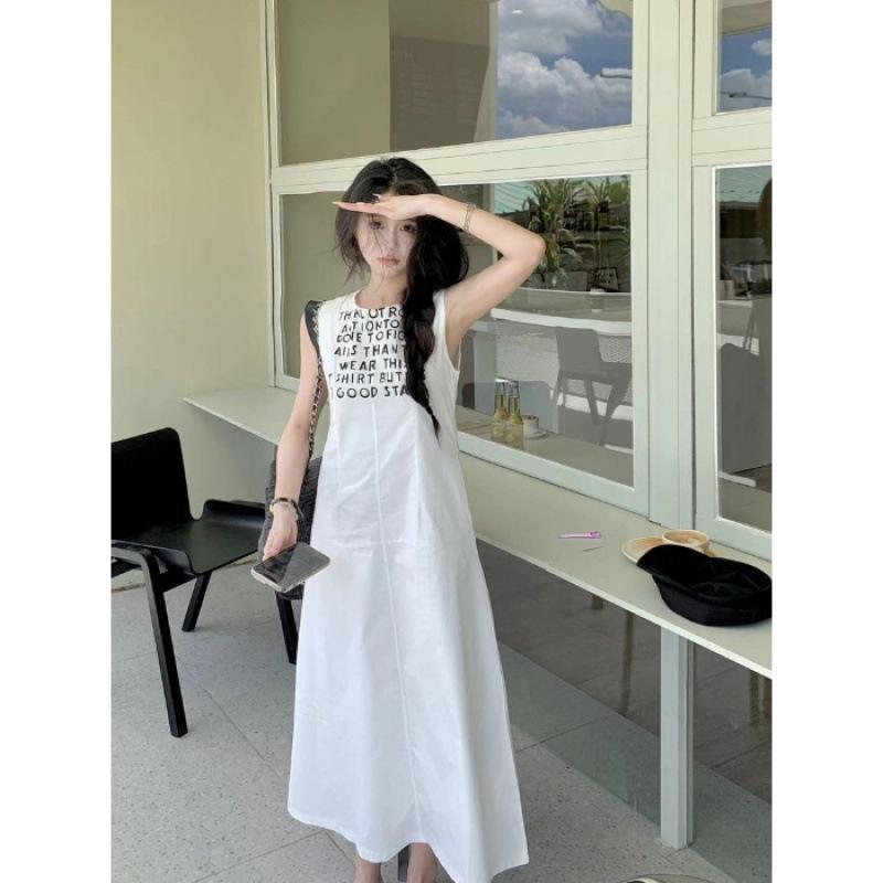 Sleeveless Women s Summer 2025 A-line Dress - Elegant Slim Fit with Niche Design Large