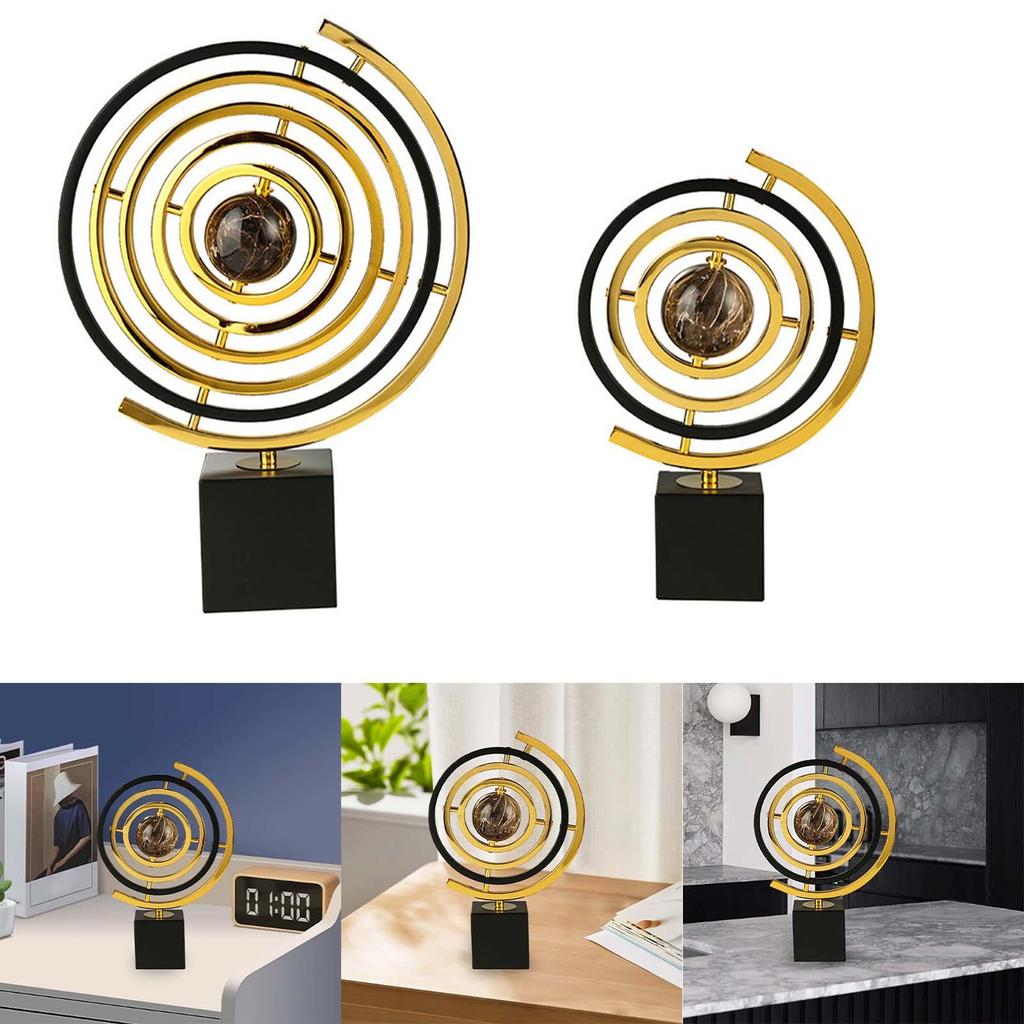 Art Sculpture Modern Decor Statue Centerpiece Ornament Iron Material Rotating Globe Aesthetic