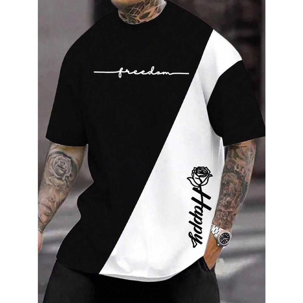 Koszulka męska Odzież Modna Litera i Kwiat 3D Drukowane Koszulki Harajuku Krótki Rękaw Koszulka Casual Oversized Męska Odzież Top