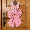 Easter Bow for Wreath Holiday Fabric Decorative Bow with Bunny Ear for Spring Summer Front Door Wall Window Indoor Outdoor Home Decor
