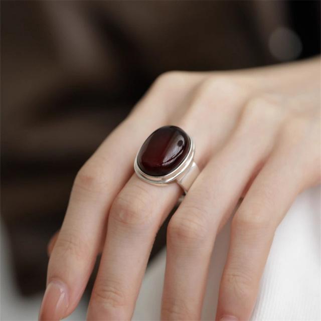 Retro Heavy Industry S plain ring, non-fading opening adjustable index finger ring