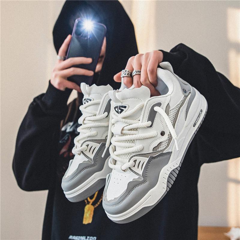 

Мужская модная обувь для скейтбординга, обувь для скейтбординга, нескользящий дизайн, нескользящие повседневные кроссовки на шнуровке Sense Bread EU43/CN44 серый белый