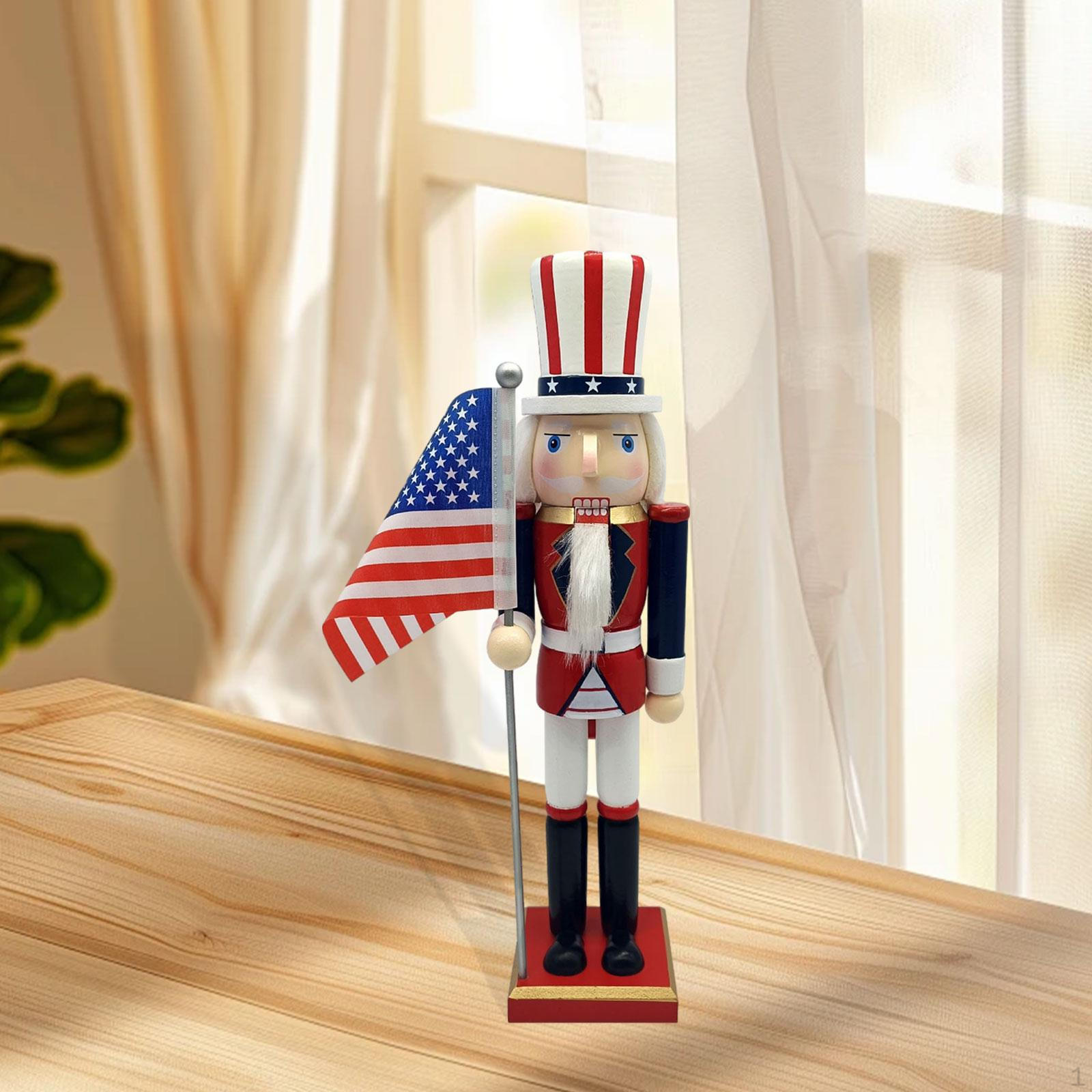 

Wood Nutcracker Table Ornament Decorative Traditional for Home Party Office LL0094