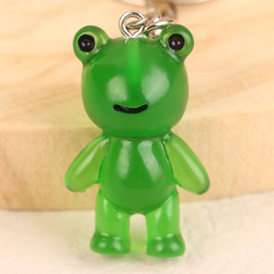 Llavero luminoso con forma de rana y animales de dibujos animados kawaii, llavero creativo con forma de corazón que brilla en la oscuridad, colgante para bolso, accesorios para llaves de coche