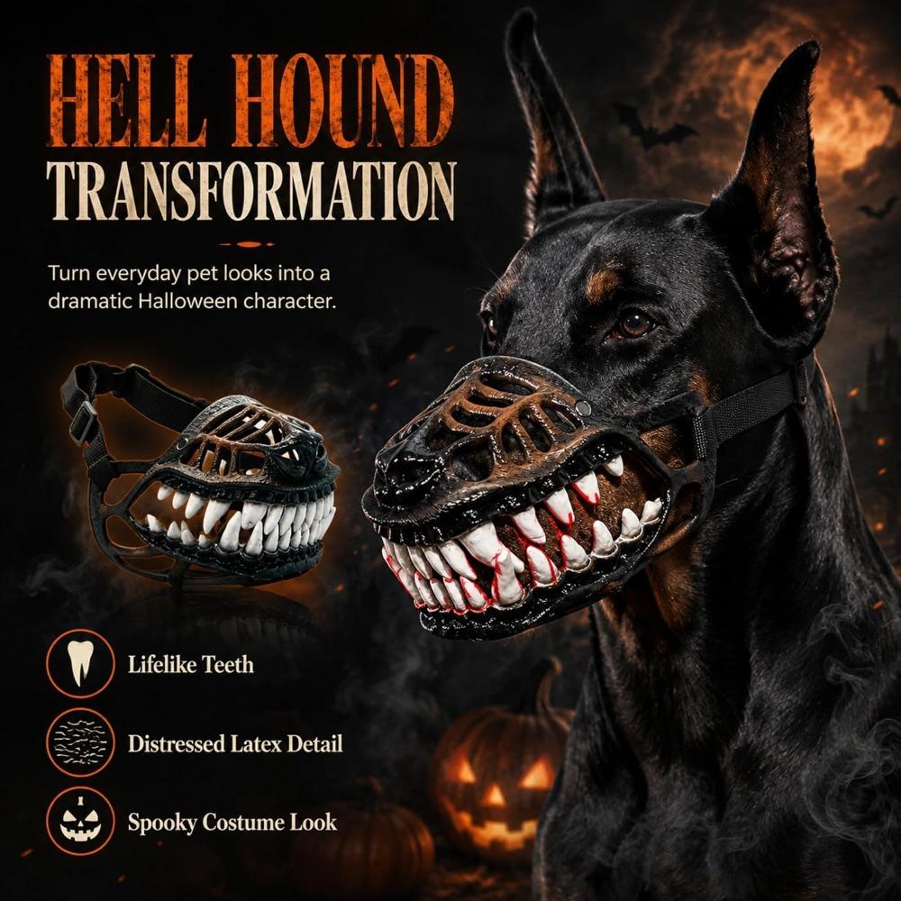 Lifelike Scary Dog Muzzle Flexible Dog Muzzle Spooky Teeth Dogs Mask Photo Shoot Haunted House