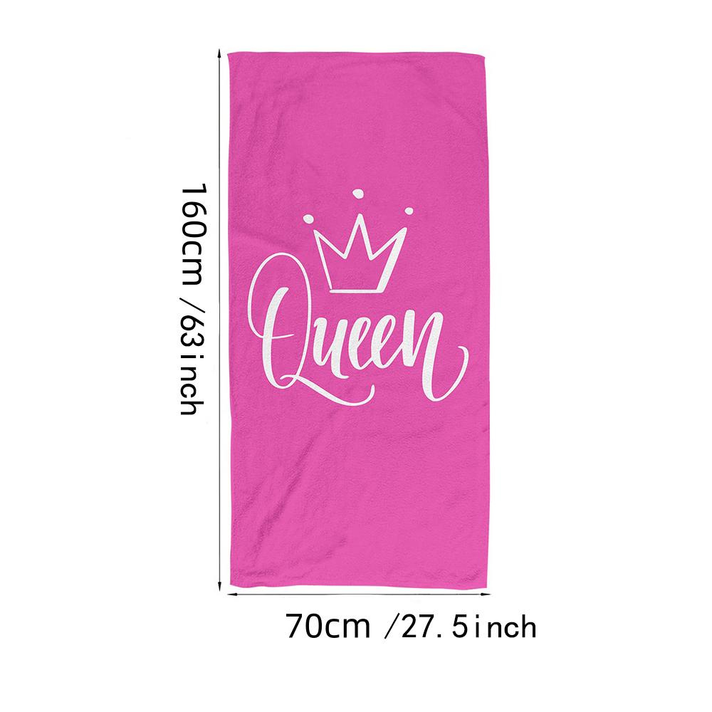 Pink Crown Queen Printed Beach Towel Microfiber Large Bath Towel - Super Absorbent, Soft, Extra Large, Weight Easy To Clean