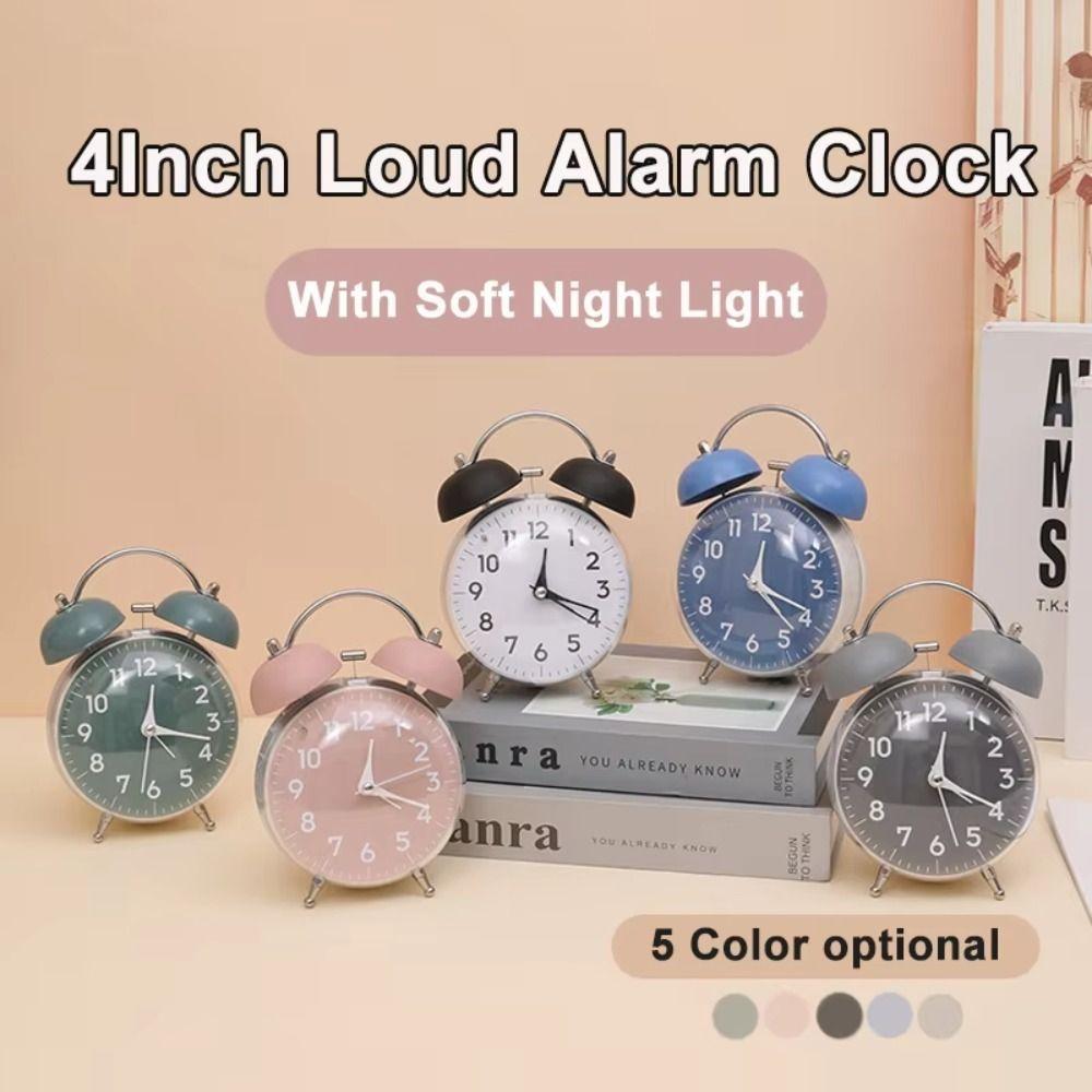 Loud Alarm Twin Bell Clock 4 Inch Size Bedside Wake-up Clock Desk Alarm Clock  Office