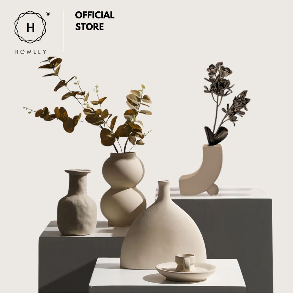 Homlly Plutto Minimalist Boho Geometric Nordic Ceramic Decor Pampas Flower Vase