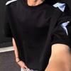 Unisex American Patchwork Short Sleeve T-shirt - Casual Summer Style, Loose Fit Round Neck.