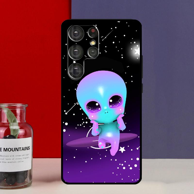 Aesthetics Cute Cartoon Alien Funda Case For Samsung Galaxy S25 Ultra S9 S10 S20 S21 FE S22 S23 Plus S24 Ultra Phone Cover