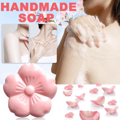 Handmade Sakura Perfume Soap with Cherry Blossom Extracts for Gentle Skin Care Long Lasting Fragrance Facial Body Hand Cleanser
