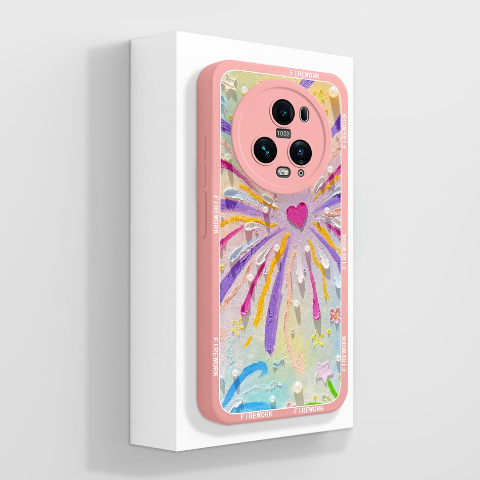 

For Honor Magic 5 Pro Phone Case Painted Flowers Back Cover Full Protection Funda For Honor Magic5 Pro Soft Liquid Silicone Capa Honor Magic5