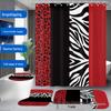 Modern Zebra Print Bathroom Set with Shower Curtain, Non-slip Bath Mat, Toilet Seat Cover, Bathroom Mat, and 12 Hooks - Black & White