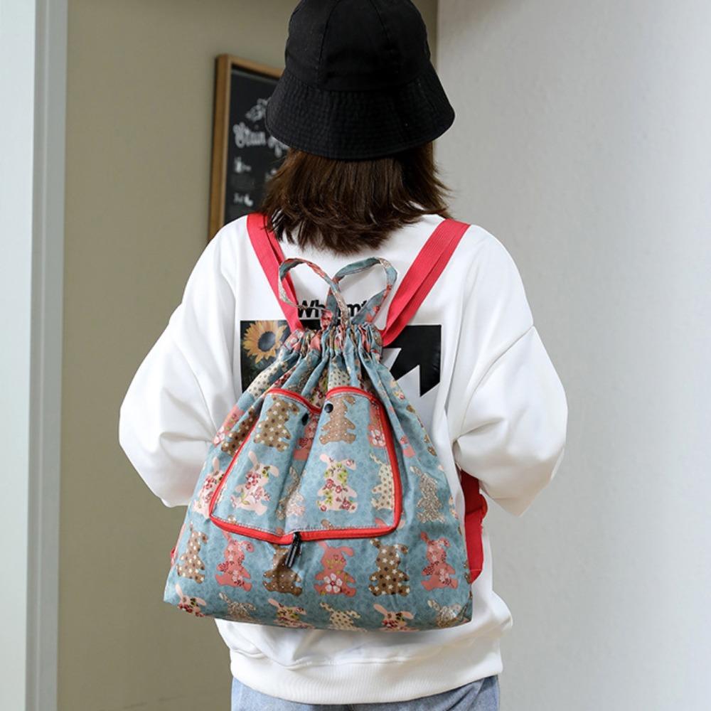 Multifunctional Drawstring Bag Lightweight Folded Backpack Simple Shopping Bag  Camping