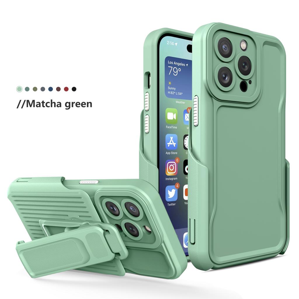 Armor Cover for IPhone 14 Pro Max 14 Plus 13 12 11 Promax Case with Back Clip Bracket Heavy Duty Silicone Shockproof Case
