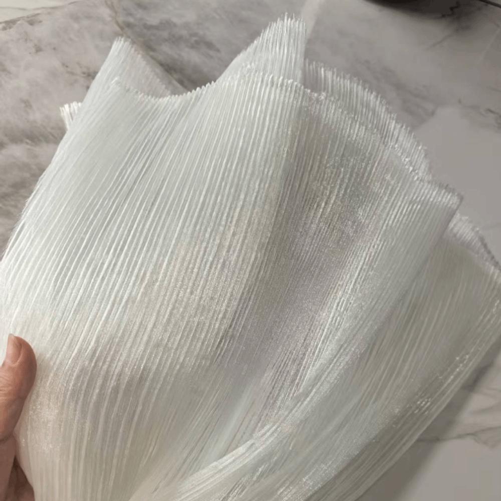 Thin Sheer Pleated Organza Fabric Bright Pleated Stiff Mesh Organza Dress Fabric Soft Comfortable DIY Sewing Fabric