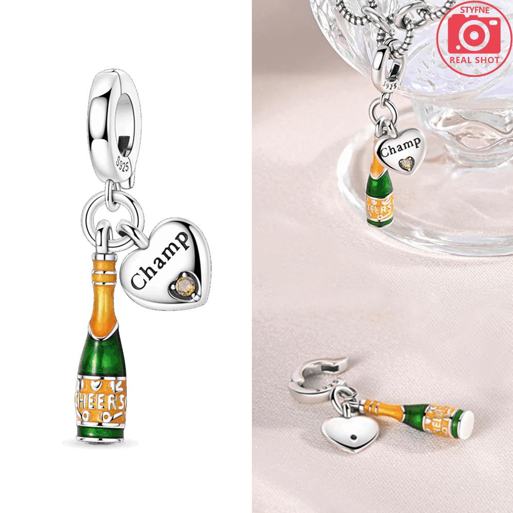 Original Copper Red Wine Bottle Pendant Series Champagne Pendant Heart Shape Beads Fit Bracelet Jewelry Making Fine Gift Diy