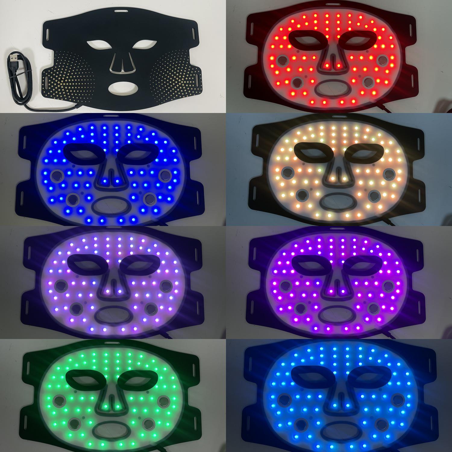 

Silicone LED Beauty Mask: 7-Color Phototherapy Skin Rejuvenation with EMS and Heating for Home Use LED Seven-Color Heating Mask чорний