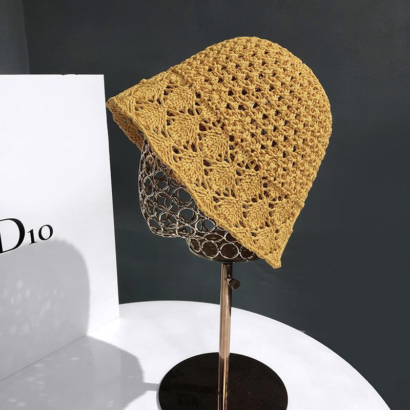 Nouveau chapeau de pêcheur pour enfants chapeau d'été en paille tressée ajourée protection solaire couvre-visage chapeau bob respirant pare-soleil chapeau cloche