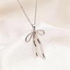 Simple Stainless Steel Bow Pendant Necklace - Personalized, Stylish & High-End Clavicle Chain for Women
