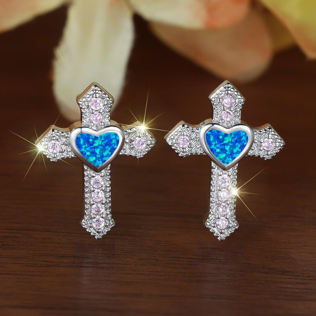 Hot Selling Love Cross Earrings for Women Niche Sweet and High End Fashionable and Versatile