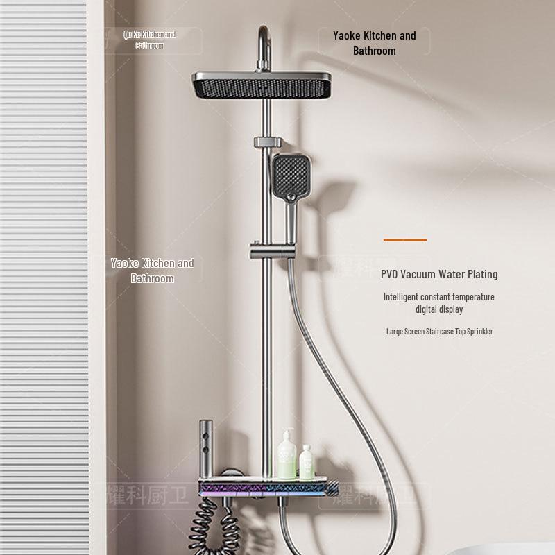 Smart Digital Display Copper Shower Head Set with Constant Temperature & Concealed Design