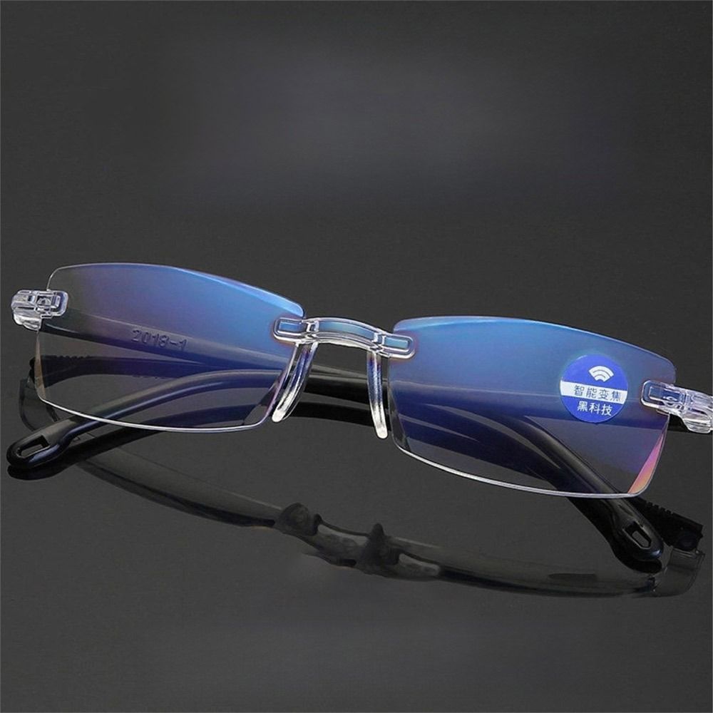 Reading Glasses Women Frameless Square Frame Presbyopia Eyeglasses Ultralight Men's Optical Eyewear Lens Power +100 To +400